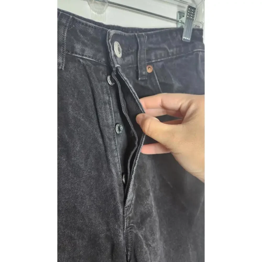 ZARA Women's Black Denim Button Down Casual Mom Jeans Size 4 - Picture 3 of 5